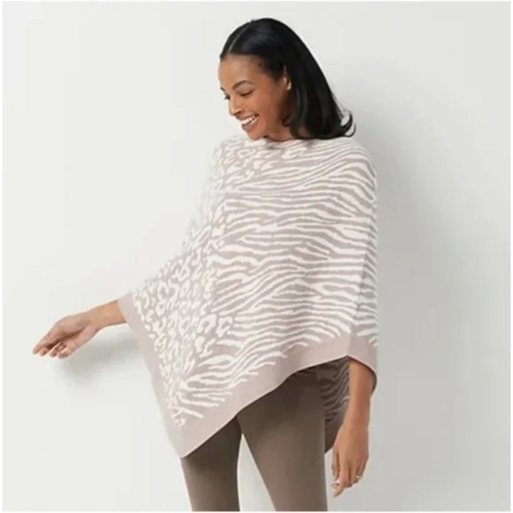 Barefoot Dreams CozyChic Ultra Lite Ocean Breeze Poncho Rose Animal One Size - Picture 1 of 5